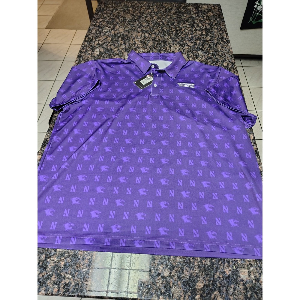 Under Armour Northwestern Wildcats Mens 2XL Purple Golf Polo Shirt UM7339000 NWT